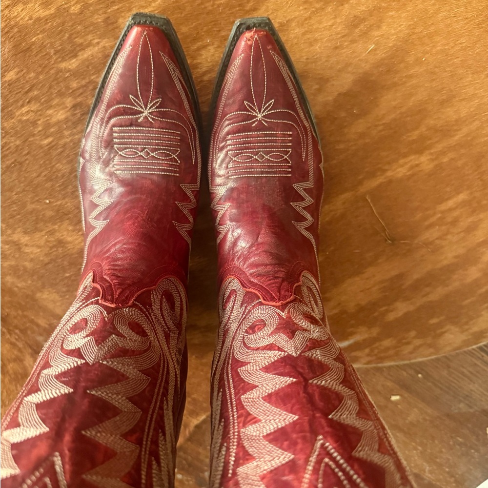 Old Gringo NEVADA SIZE 8 Burgundy and Cream Embroidered Western Boots - Picture 4 of 10